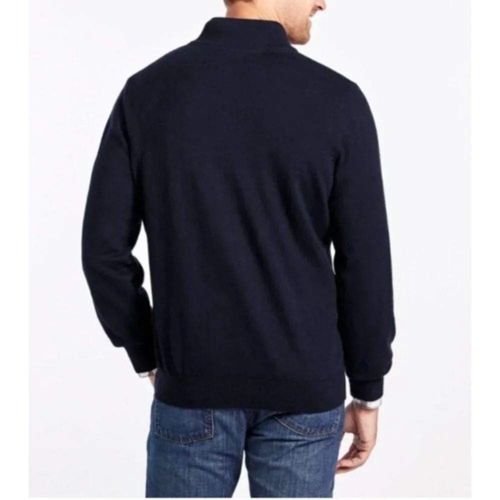 LL Bean Cotton Cashmere Super Soft Lightweight Preppy Sz XL Polo Sweater Green